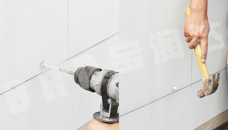 寶潤達一體板施工步驟-鉆孔 寶潤達保溫一體板施工步驟-鉆孔